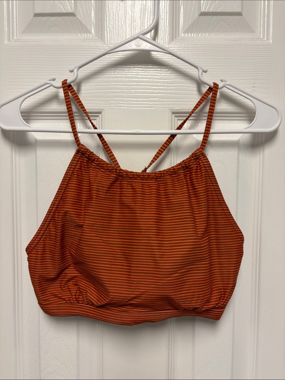 Prana Rust and Burnt Orange Striped Bikini Top